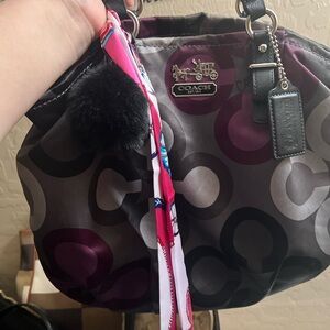 Coach Op Art Signature Satin Shoulder Bag